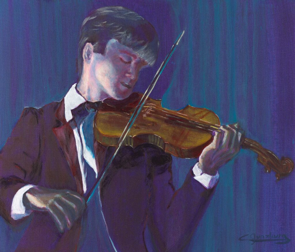 "Violist" - Painting by Claudine Gunzburg